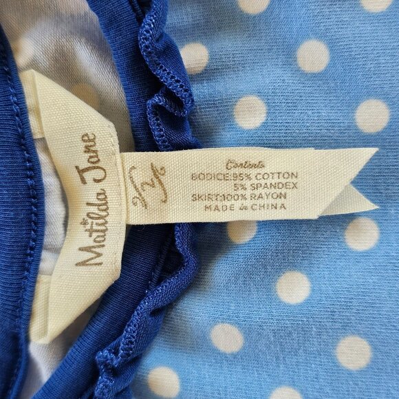 Girls Long-Sleeve Blue Polka Dot & Red Floral Dress With Back Bow - Matilda Jane - Picture 8 of 8